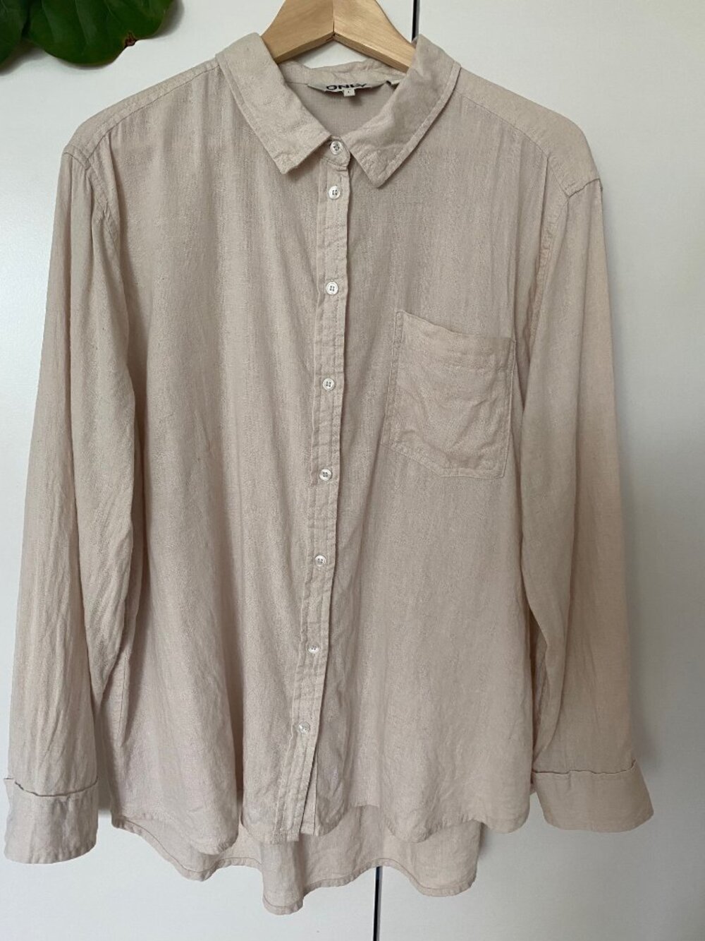 Women Beige Blouse Only Size Large Linen